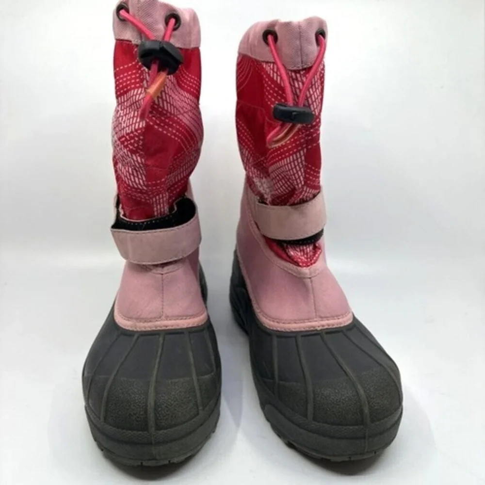 Columbia Snow Boots Kids Size 5 Pink Red Plaid Waterproof‎ BY1298-952 Good